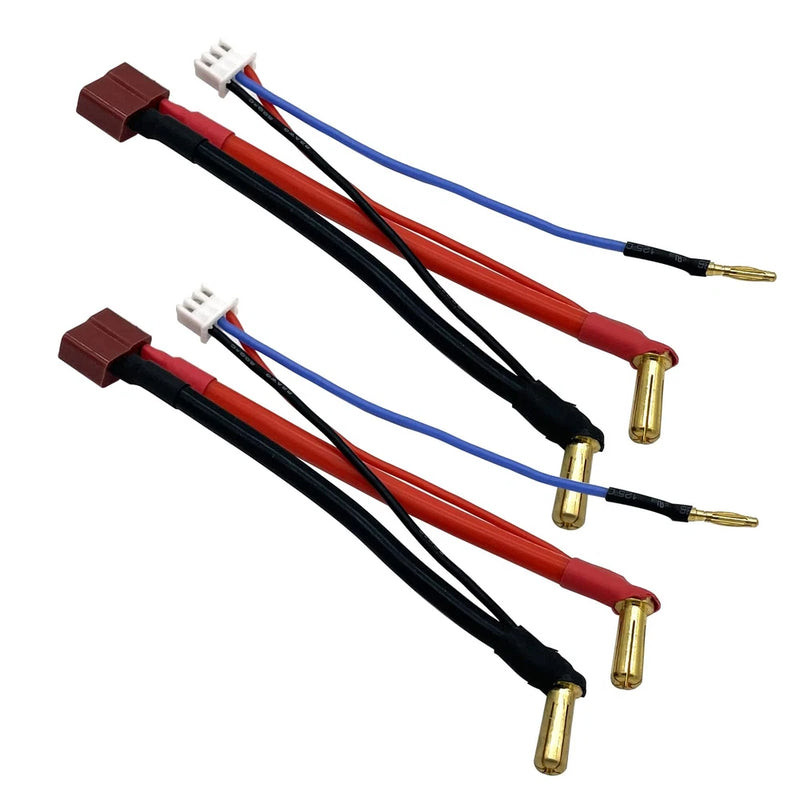 RC connector cable set with 5mm bullet plugs, red/blue/black wires and white T plugs