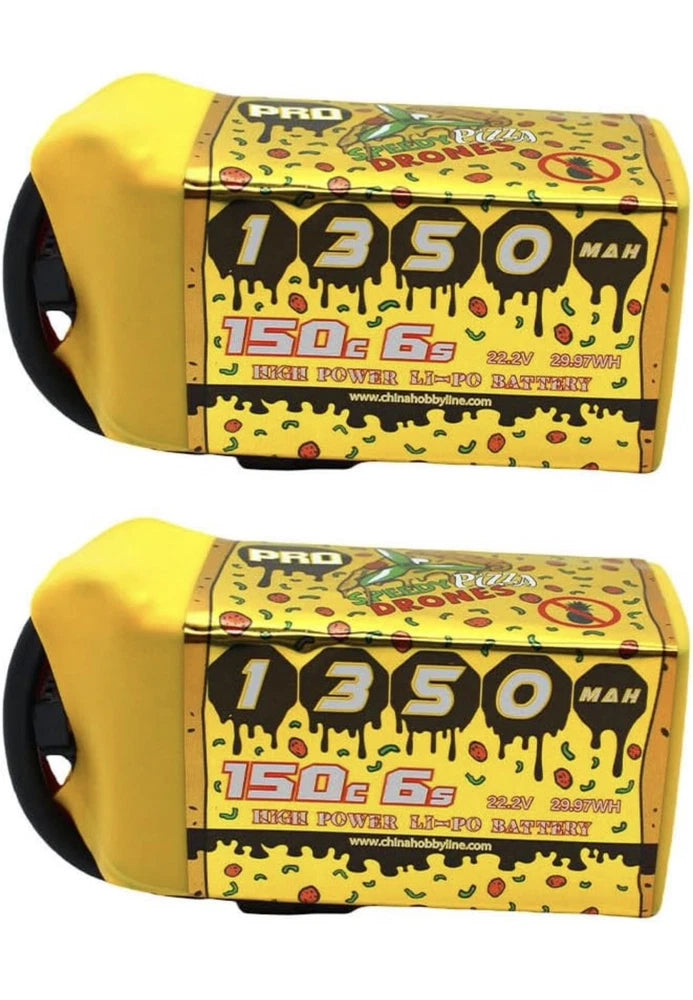 Speedy Pizza (2) 1350mAh 6S Lipo Battery 22.2V 150C with XT60 Plug  FPV Racing Battery