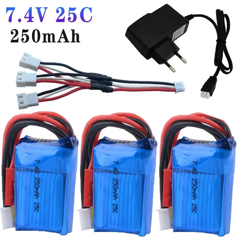 3¡Á 7.4V 250mAh 25C 2S Lipo battery For Orlando Hunter 1:35 Mini RC  climbing Car