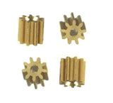 Brass-colored metal gear cog set with four interlocking gears for motor upgrade