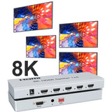 8K 60Hz 1x2 HDMI Splitter 1x4 1 In 2 3 4 Out Video Converter 4k 120hz F PC To TV