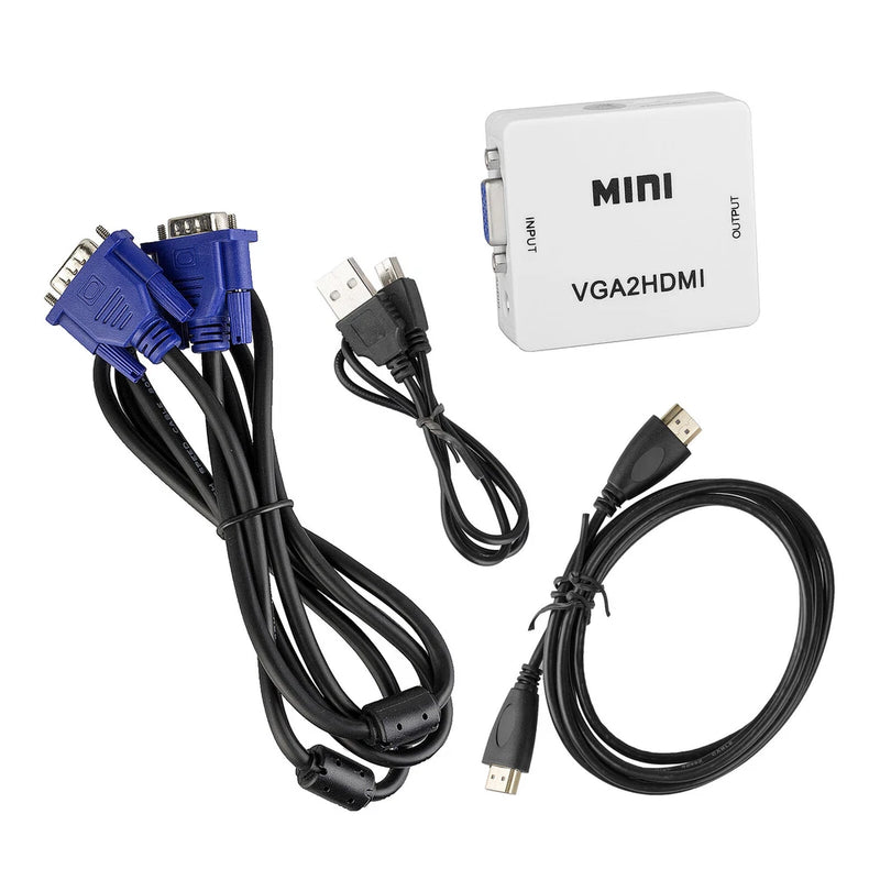 15pin VGA to HDMI Converter 3.5mm Audio Input Digital Video Adapter 1080P Cable