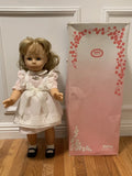 Gotz battery-operated doll with original box, white dress and black shoes