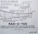 RADI-O-TOO PLAN to Build a 22" Span .010 Powered RC Biplane Model Airplane