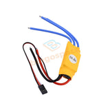 Brushless ESC motor speed controller with yellow heat-shrink, blue wires, black connector