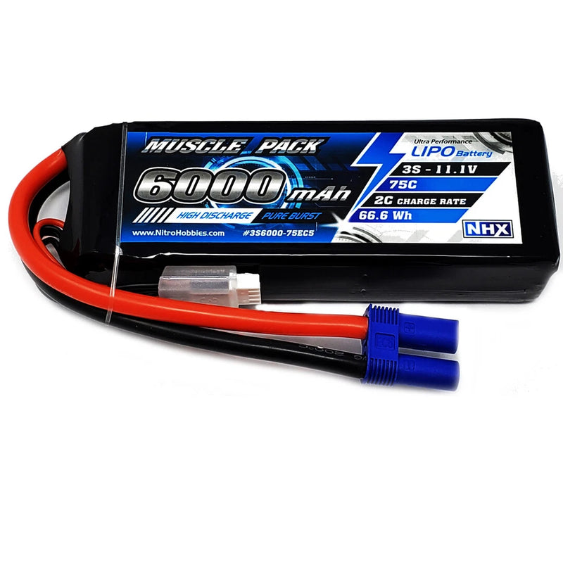 NHX Muscle Pack 3S 11.1V 6000mAh 75C Lipo Battery w/ EC5 Connector Battery