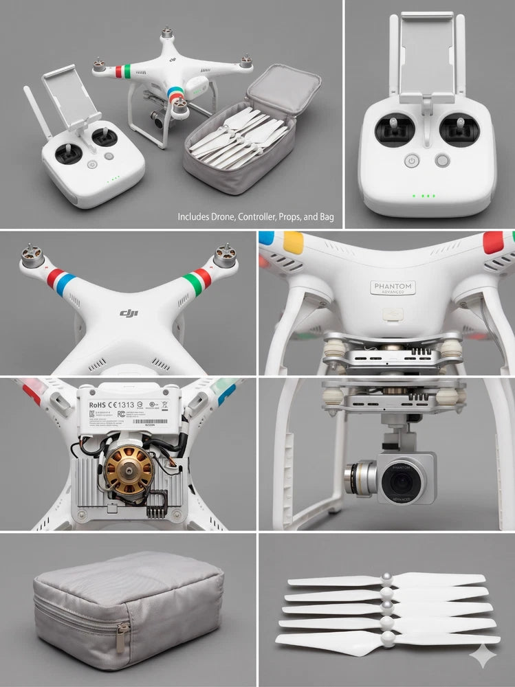 DJI Phantom 3 Advanced Drone Bundle w/ Controller, Props & Hardshell Backpack