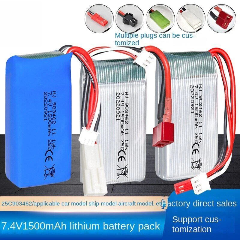 1Pcs 7.4V 1500mAh 15C Li-po Battery for FT009 V913 L969 K959 Remote Control Boat