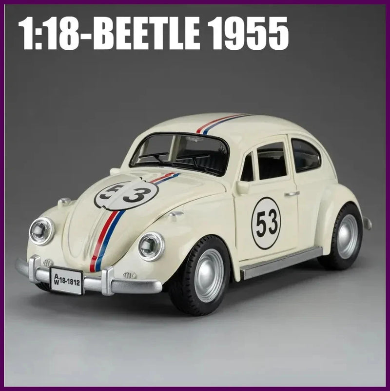1:18 Model Beetle 1955 Vintage Alloy Car Diecast Simulation Toy Vehicle Sound
