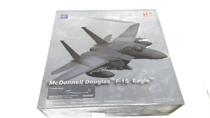 F-15 Eagle fighter jet model kit in retail box, illustrated aircraft on front