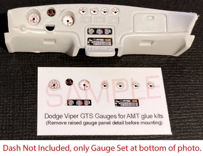 DODGE VIPER GTS RT/10 GAUGE FACES for 1/25 scale AMT GLUE kits¡ªPLEASE READ DESC