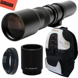 500mm 1000mm f/8 Telephoto Lens + BackPack for Nikon D3000, D3100, D3200, D3300