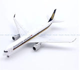Pre-built 1:400 Singapore Airlines A350-900 model airplane, white with blue and gold trim