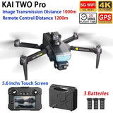 KAI TWO Pro FPV drone with 4K camera and 3-axis gimbal, foldable arms