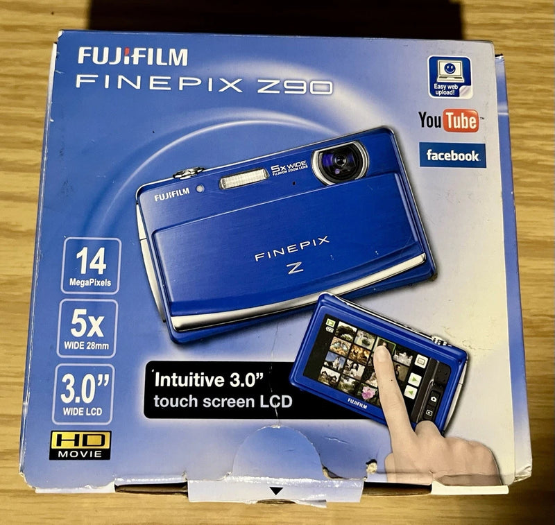 Fujifilm FinePix Z Series Z90 Digital Camera Blue 14.2 Megapixel Touch Screen 5x