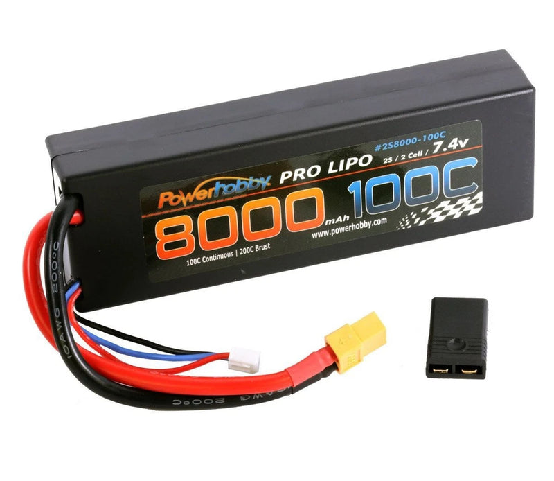 Powerhobby 2S 7.4V 8000mAh 100C Lipo Battery Pack with XT60 Plug and Traxxas (UP Battery