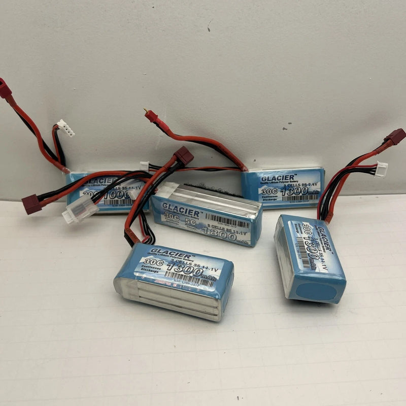 Glacier 45C 1300mAh 4S 14.8V LiPo Batteries with XT60 Connector Lot Of 5 RC Battery