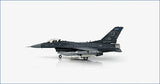 Dark gray F-16C Block 50 fighter jet model in side profile, landing gear down