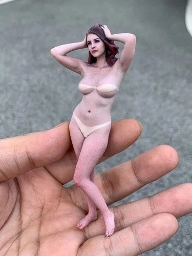 Miniature bikini beauty figure, light skin tone, red hair, standing pose