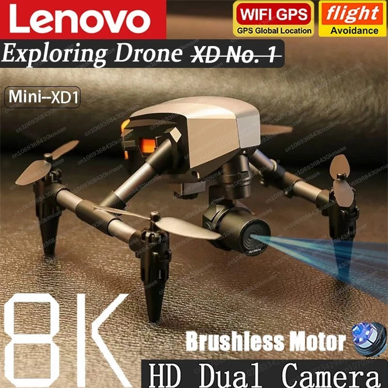 Professional 8K HD drone with dual camera, beige body and four propellers