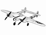 Control line RC P-38 Lightning model airplane kit with plan