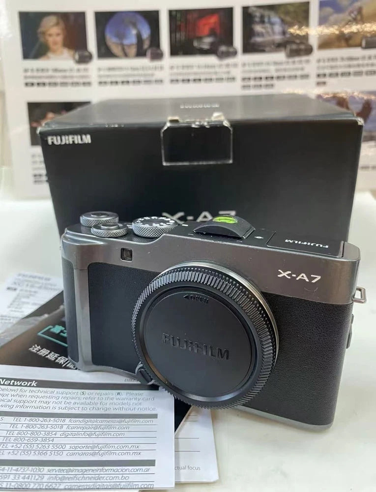 Good Condition Fujifilm Fuji X-A7 Mirrorless Camera Sliver Body Only W/SD Card