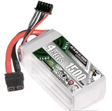 4S LiPo FPV battery, 1500mAh 110C label, black connector with red wires