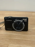 Fujifilm FinePix JX370 black compact digital camera front view, 14MP lens