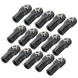 RC steering tie rod ball joint rod ends, black metal with threaded hole, 15-piece set