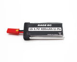 Rage R/C - 1S 3.7v 400mAh 25C LiPo Battery with JST Plug; Vintage Stick X4