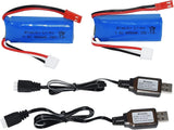 2 Pack 7.4V 450mAh 25C JST Plug Lipo Rechargeable Battery with Charger Cable