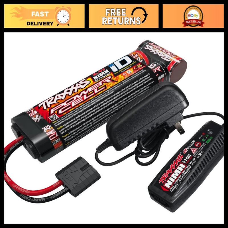 8.4V NiMH Battery & 2A Fast Charger for RC Cars - Complete Flat Pack Set Battery