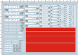 6-54mm Width mammoet markings Engineering vehicle Red Stripes Water Slide Decal