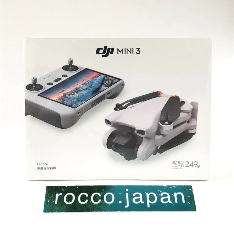 DJI Mini 3 drone kit with gray controller and compact quadcopter on retail box