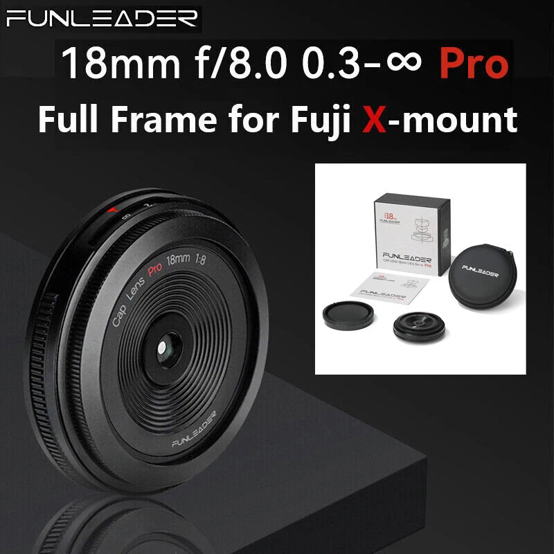 FUNLEADER 18mm F8.0 Pro Full Frame Wide Angle Cap Lens for Fujifilm Fuji X Mount