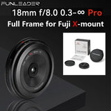 FUNLEADER 18mm F8.0 Pro Full Frame Wide Angle Cap Lens for Fujifilm Fuji X Mount