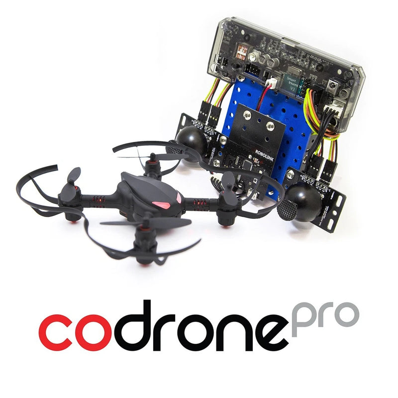 Robolink CoDrone Pro programmable coding drone with blue circuit board and four propellers