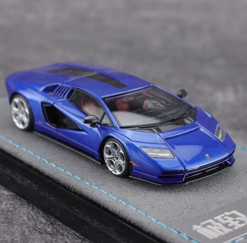 AL EC 1:64 Blue Countach LPI800-4 Racing Sports Model Diecast Resin Car