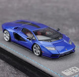AL EC 1:64 Blue Countach LPI800-4 Racing Sports Model Diecast Resin Car