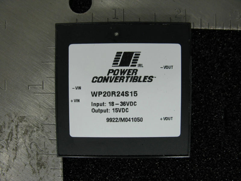 (1) WP20R24S15 Power Convertibles DC/DC Converter Input: 18-36VDC Output: 15VDC
