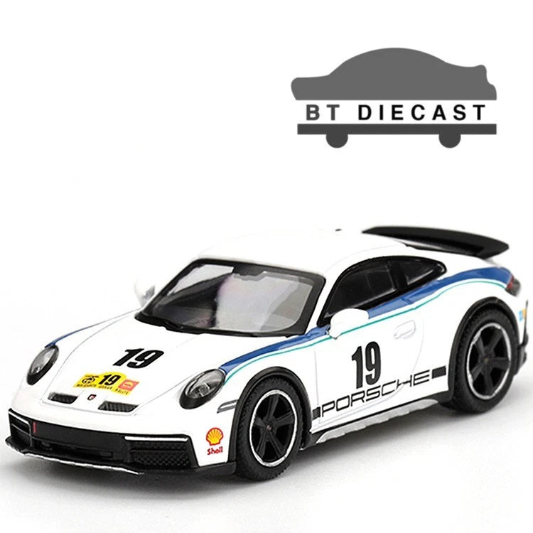 MINI GT PORSCHE 911 DAKAR # 19 RALLY 1974 1/64 DIECAST MODEL CAR WHITE MGT01009