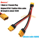 Amass XT60 Connector Male to 2 Female Plug Y Wire cable for Charger Lipo Battery