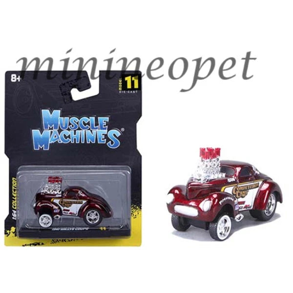 MAISTO MUSCLE MACHINE 1941 WILLYS COUPE GASSER 1/64 DIECAST MODEL 15549 RD RED