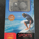 HD 1080p Waterproof Action Camera 2-Inch LCD Wide Angle Black Mountable