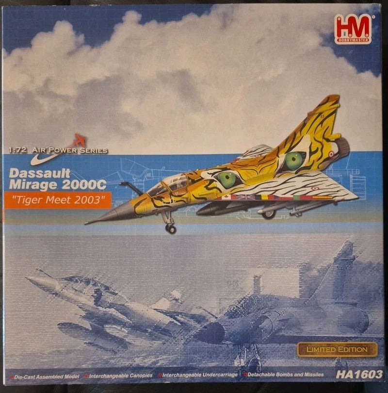 Hobbymaster boxed Dassault Mirage 2000C model with Tiger Meet 2003 artwork