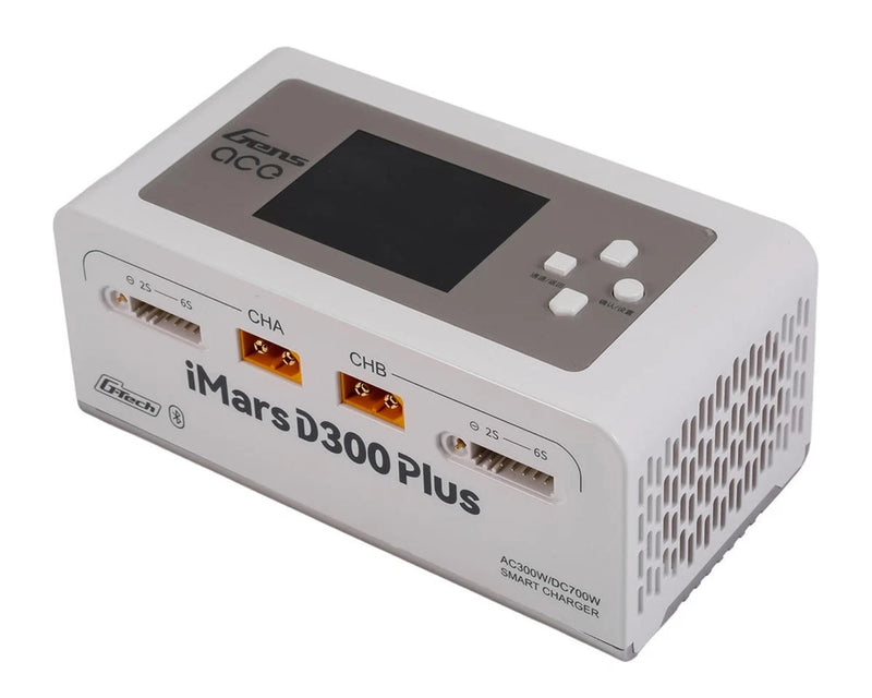 Gens Ace iMars D300 Plus G-Tech Smart Dual AC/DC Charger (White) (6S/16A) Battery