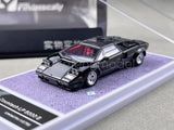 FY 1:64 Black Countach LP5000 S QV Racing Sports Model Diecast Display Car