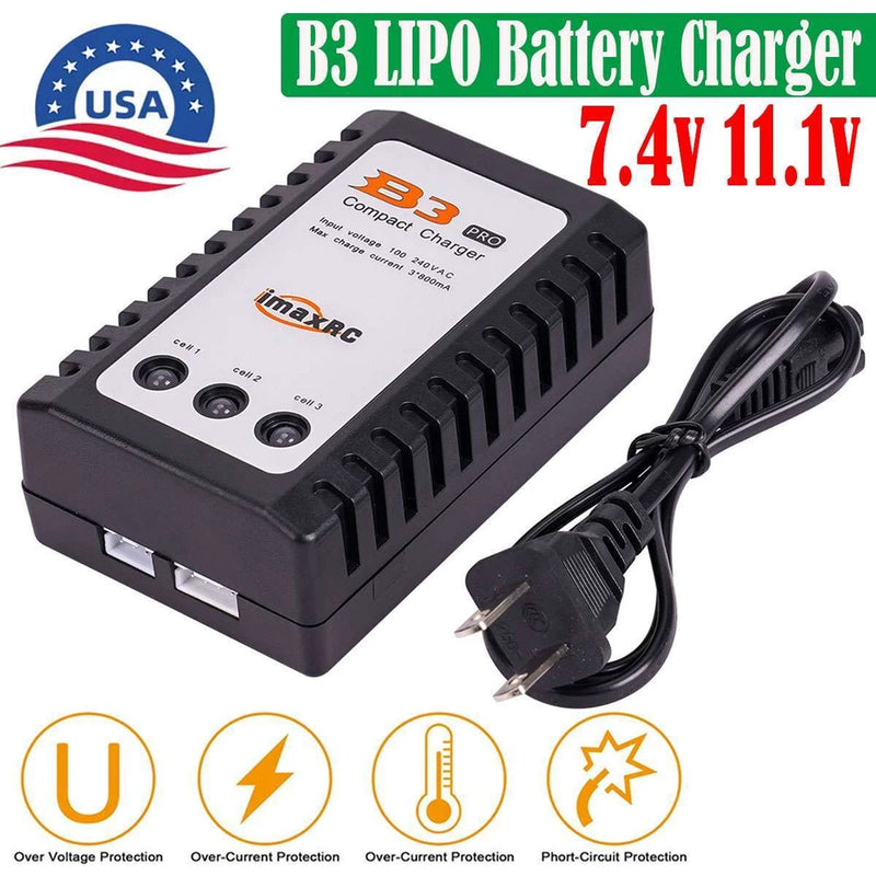 US B3 LIPO Balance Battery Charger 7.4v 11.1v 2s 3s Cells for RC LiPo US Plug