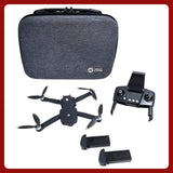 Foldable GPS drone kit with gray carry case and remote controller
