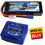 NHX Muscle Pack 3S 11.1V 6500mAh 100C Lipo Battery w/ EC5 / EZPRO AC Charger Battery
